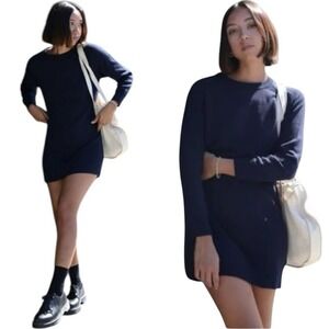 THAKOON Wool Sweater Dress‎ Navy Blue Mini Style Size M
